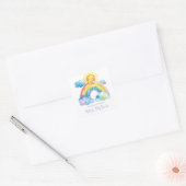 Waterverf Regenboog Baby Sprinkle Vierkante Sticker (Envelop)