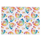 Waterverf Regenboog Bloemen Hart Gift Bag Groot Cadeauzakje (Achterkant)