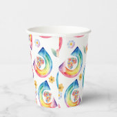 Waterverf Regenboog Bloemen Hart Papier Cups Papieren Bekers (Rechts)