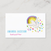 Waterverf Regenboog Bloemen Vogel Babysitten Kinde Visitekaartje (Voorkant)