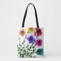 Waterverf Regenboog Bloemige Schouder Tote Tas
