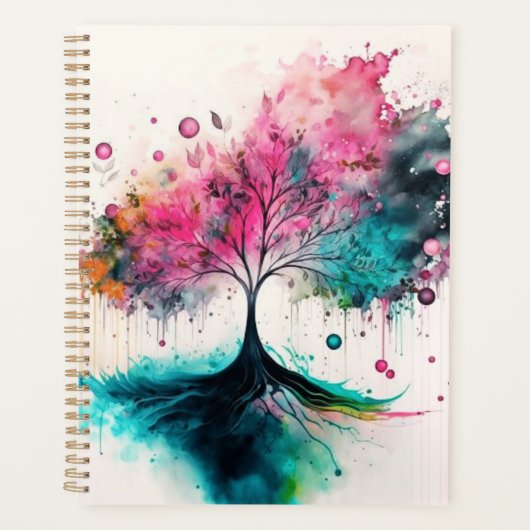 Waterverf Regenboog Boom Abstracte Natuur Kunstwer Planner (Voorkant)