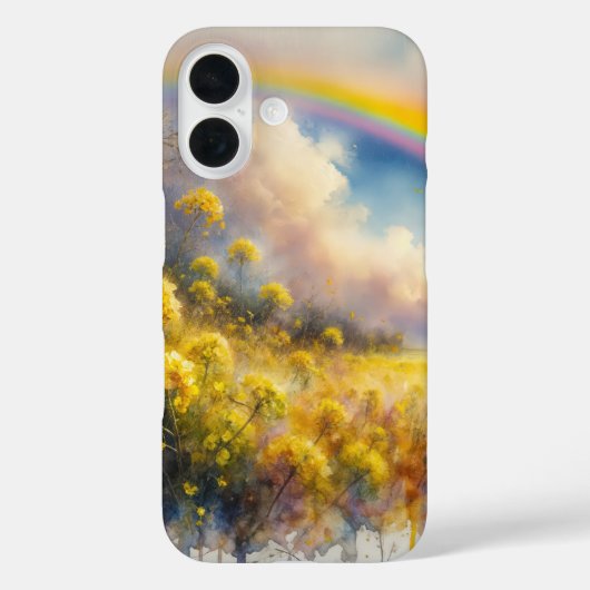 Waterverf regenboog boven wilde bloemenweide Case-Mate iPhone case (Achterkant)