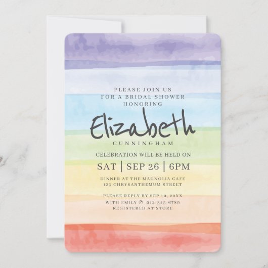 Waterverf Regenboog Bruiloft Feest Kaart (Voorkant)