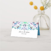 Waterverf regenboog bruiloft plaatskaartje (Achterkant)