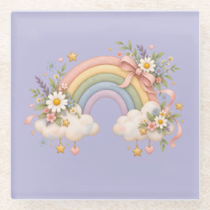 Waterverf Regenboog Cadeau – Charmante Wolk Glazen Onderzetter