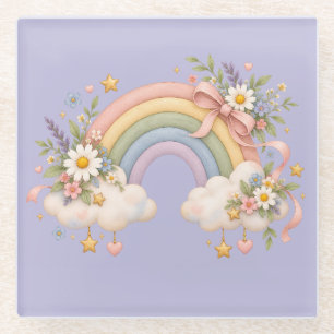 Waterverf Regenboog Cadeau – Charmante Wolk Glazen Onderzetter