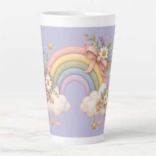 Waterverf Regenboog Cadeau – Charmante Wolk Latte Mok