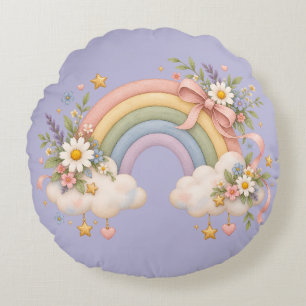 Waterverf Regenboog Cadeau – Charmante Wolk Rond Kussen