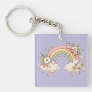 Waterverf Regenboog Cadeau – Charmante Wolk Sleutelhanger