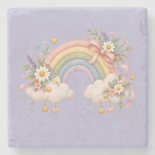 Waterverf Regenboog Cadeau – Charmante Wolk Stenen Onderzetter