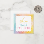 Waterverf regenboog cadeau van meisjes bijlage notitiekaartje (Voorkant / Achterkant in situ)