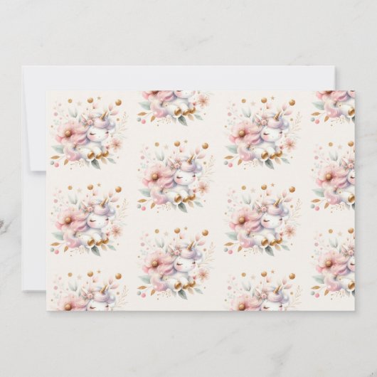 Waterverf Regenboog Eenhoorn foto 1e Verjaardag Kaart (Achterkant)