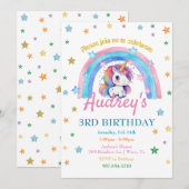 Waterverf regenboog eenhoorn meisje verjaardag kaart (Voorkant / Achterkant)