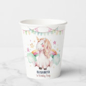 Waterverf regenboog eenhoorn meisje verjaardagsfee papieren bekers (Achterkant)
