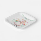 Waterverf regenboog eenhoorn meisje verjaardagsfee papieren bordje (Gebogen)