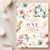 Waterverf Regenboog Eenhoorn Uitnodiging 1e Verjaa