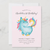 Waterverf Regenboog Eenhoorn Verjaardagsuitnodigin Kaart (Voorkant)