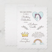 Waterverf Regenboog Eenhoorn Verjaardagsuitnodigin Kaart (Voorkant / Achterkant)