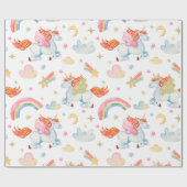 Waterverf regenboog eenhoornpatroon cadeaupapier (Vlak)