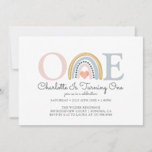 Waterverf regenboog eerste verjaardag kaart