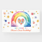 Waterverf regenboog eerste verjaardag welkomstbann spandoek (Horizontaal)