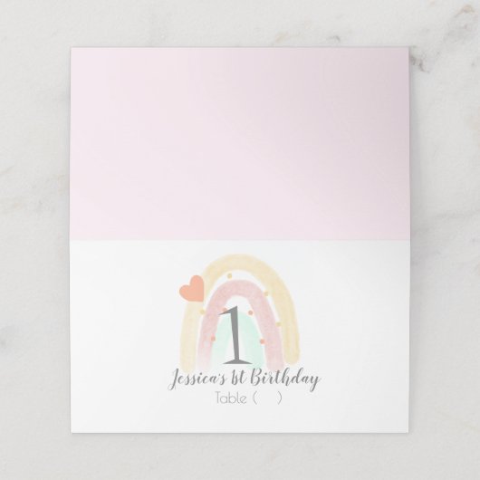 Waterverf regenboog eerste verjaardagsfeest plaatskaartje (Buitenkant ongevouwen)