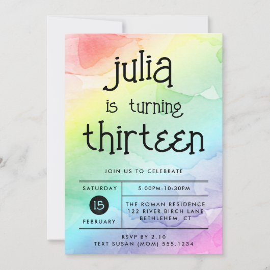 Waterverf regenboog elke leeftijd Verjaardag Kaart (Voorkant)