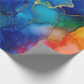Waterverf regenboog en gouden glitter alcoholinkt cadeaupapier (Hoek)