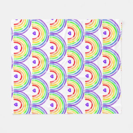 Waterverf Regenboog en hart Fleece Deken (Voorkant (Horizontaal))