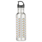 Waterverf Regenboog en hart gepersonaliseerd Waterfles (Achterkant)