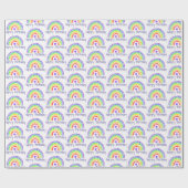 Waterverf Regenboog en hart Happy Birthday Cadeaupapier (Vlak)