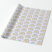 Waterverf Regenboog en hart Happy Birthday Cadeaupapier (Uitgerold)