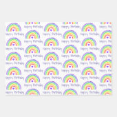 Waterverf Regenboog en hart Happy Birthday Inpakpapier Vel (Voorkant 3)