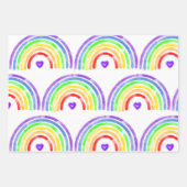 Waterverf Regenboog en hart Happy Birthday Inpakpapier Vel (Voorkant)