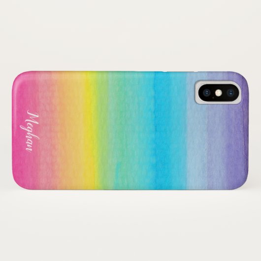 Waterverf Regenboog en Naam Case-Mate iPhone Case (Achterkant (horizontaal))