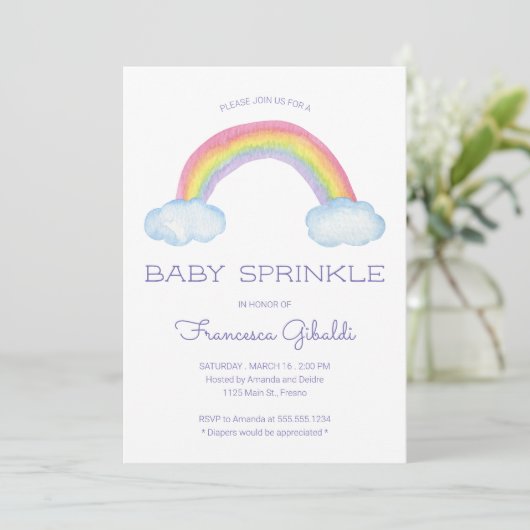 Waterverf Regenboog en Raindrops Baby Sprinkle Kaart (Staand voorkant)