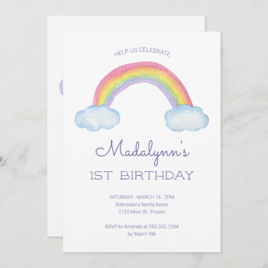 Waterverf Regenboog en regendruppels Kinderen Verj Kaart (Voorkant / Achterkant)