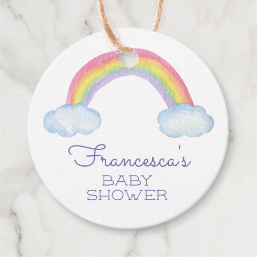 Waterverf Regenboog en Sprinkles Baby shower Bedankjes Labels (Voorkant)