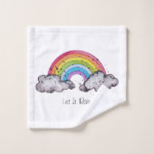 Waterverf regenboog en wolken bad handdoek (Wasdoekje)