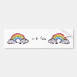 Waterverf regenboog en wolken bumpersticker
