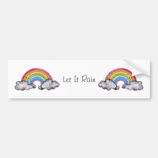 Waterverf regenboog en wolken bumpersticker (Voorkant)