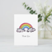 Waterverf regenboog en wolken feestdagenkaart (Staand voorkant)