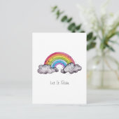 Waterverf regenboog en wolken feestdagenkaart (Staand voorkant)