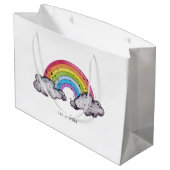 Waterverf regenboog en wolken groot cadeauzakje (Achterkant Gekanteld)
