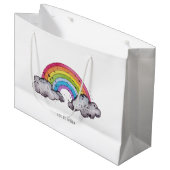 Waterverf regenboog en wolken groot cadeauzakje (Voorkant Gekanteld)