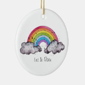 Waterverf regenboog en wolken keramisch ornament (Rechts)