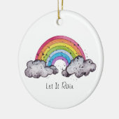 Waterverf regenboog en wolken keramisch ornament (Links)