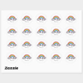 Waterverf regenboog en wolken ronde sticker (Vel)