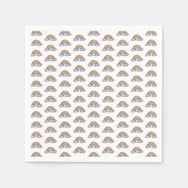 Waterverf regenboog en wolken servet